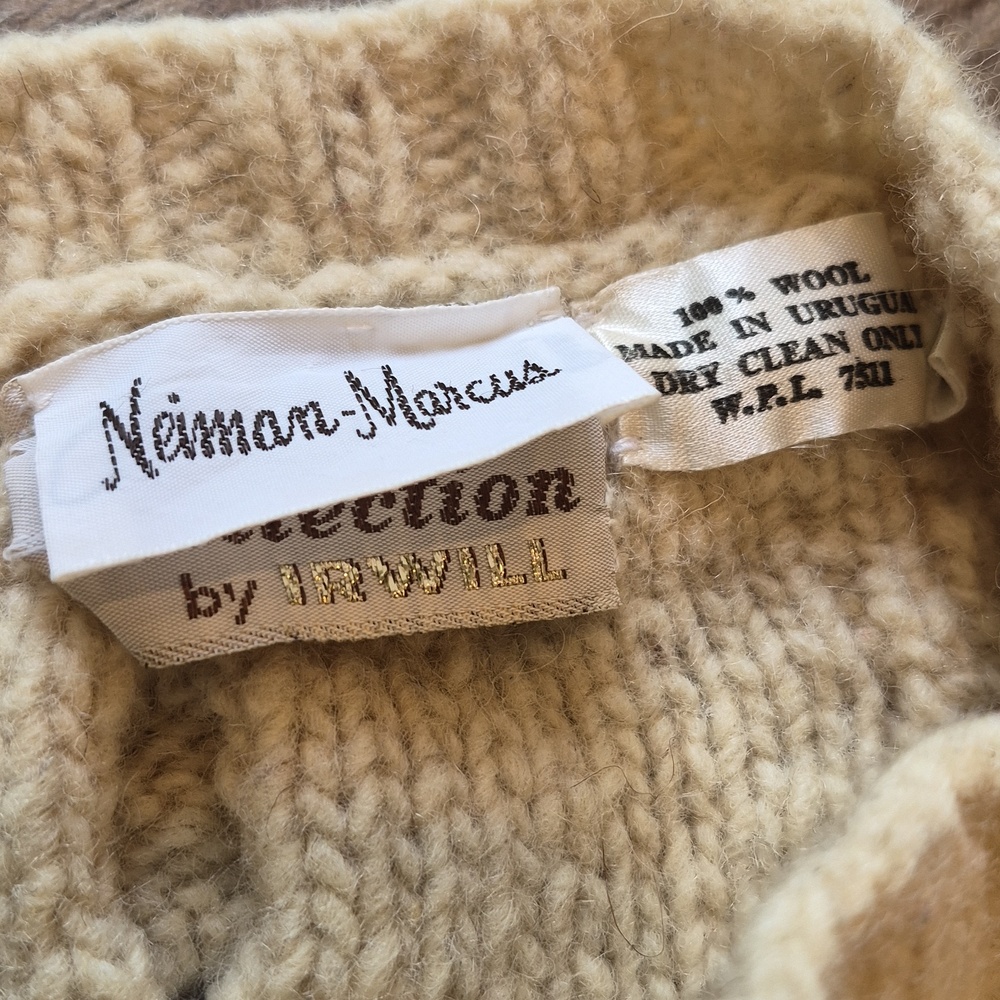 Vtg Neiman Marcus 100% Wool 3/4 Puff Sleeve Knit Sweater, XS - Picture 6 of 16